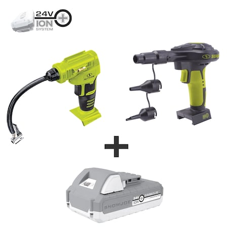 Snow Joe Sun Joe Auto Joe 24V iON High Volume Inflator Portable Air Compressor Kit 24V-AJC-AJV-LTE